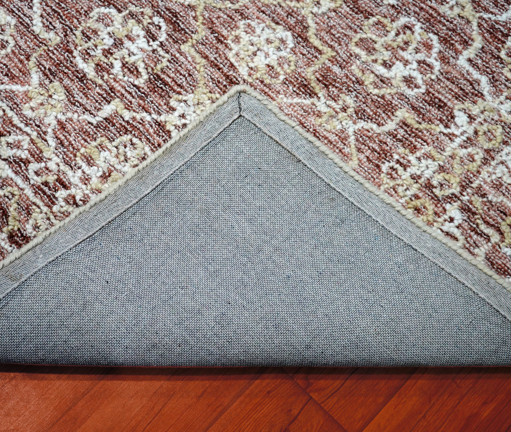 Grey Brown Vintage Distressed Floral Hand Tufted Wool Area Rug - Cut Pile Shabby Chic Custom Sizes