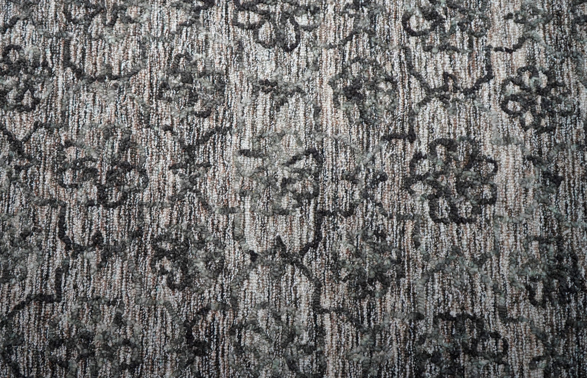 Grey Teal Vintage Distressed Hand Tufted Wool Area Rug - Cut Pile Shabby Chic Custom Sizes