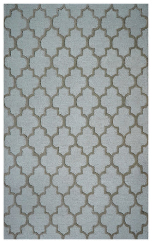 Grey Ivory Moroccan Quatrefoil Trellis Hand Tufted Wool Area Rug - Cut Pile Geometric Custom Sizes