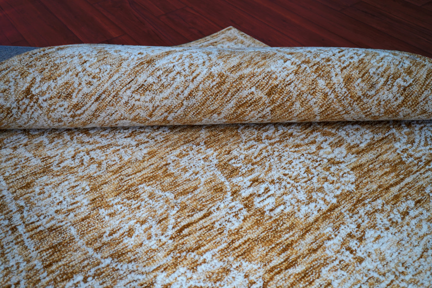 Blue Green Gold Abstract Textured Hand Tufted Wool Area Rug - Cut Pile Contemporary Custom Sizes