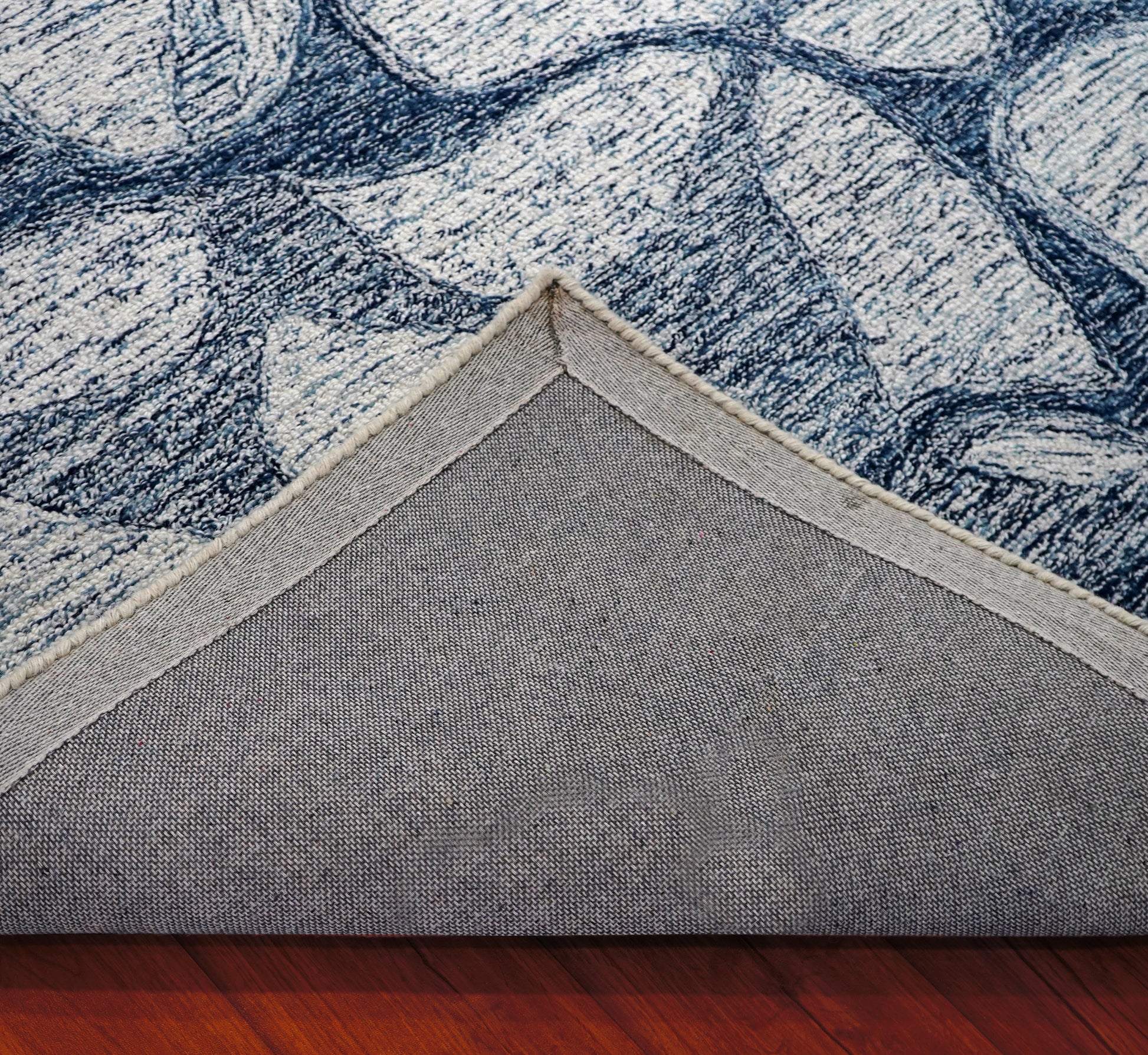 Grey Navy Abstract Stone Pebbles Hand Tufted Wool Area Rug - Cut Pile Contemporary Custom Sizes