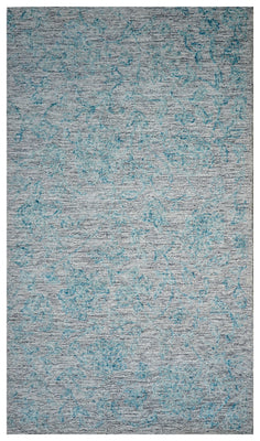 Teal Grey Abstract Textured Hand Tufted Wool Area Rug - Cut Pile Contemporary Custom Sizes