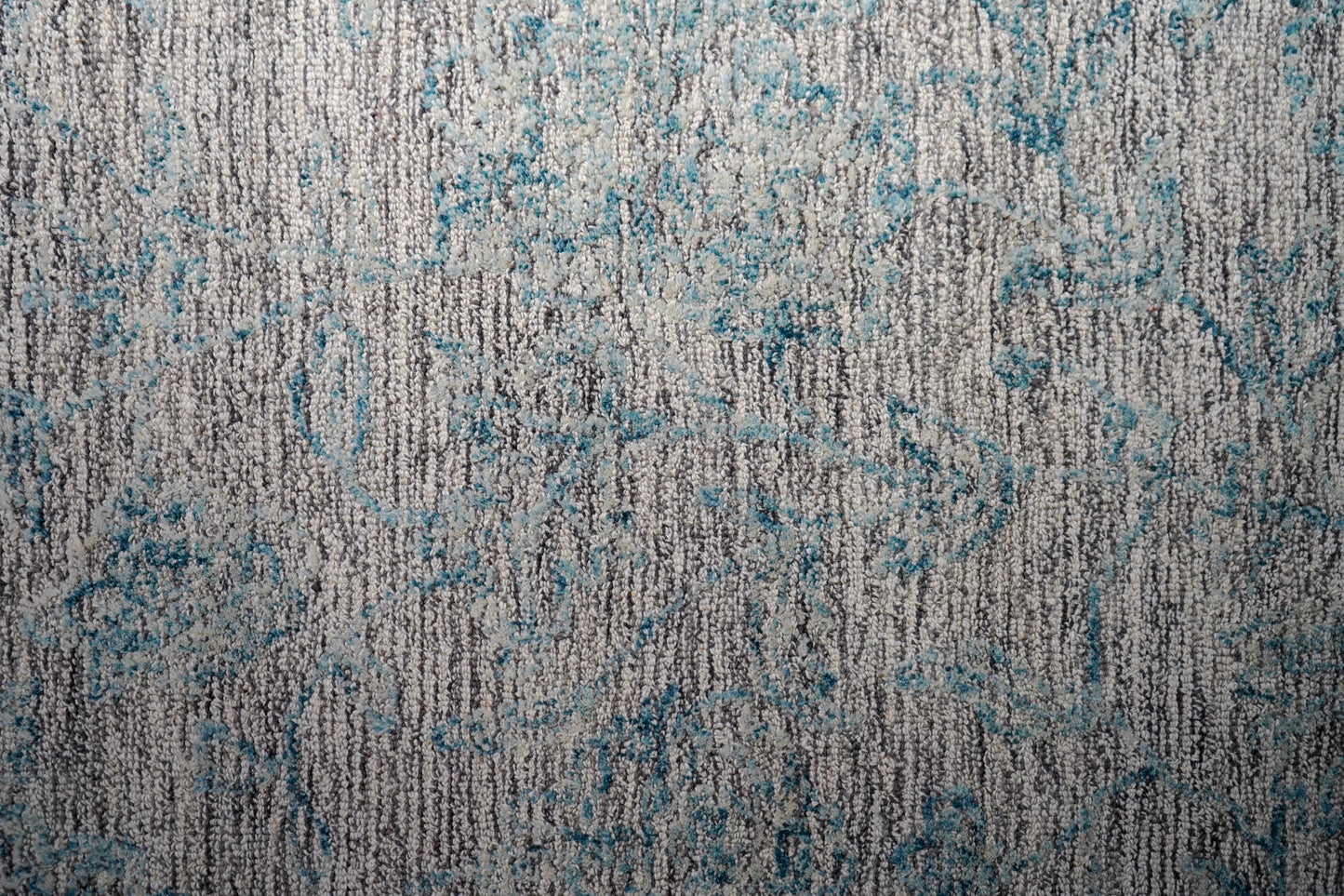 Teal Grey Abstract Textured Hand Tufted Wool Area Rug - Cut Pile Contemporary Custom Sizes