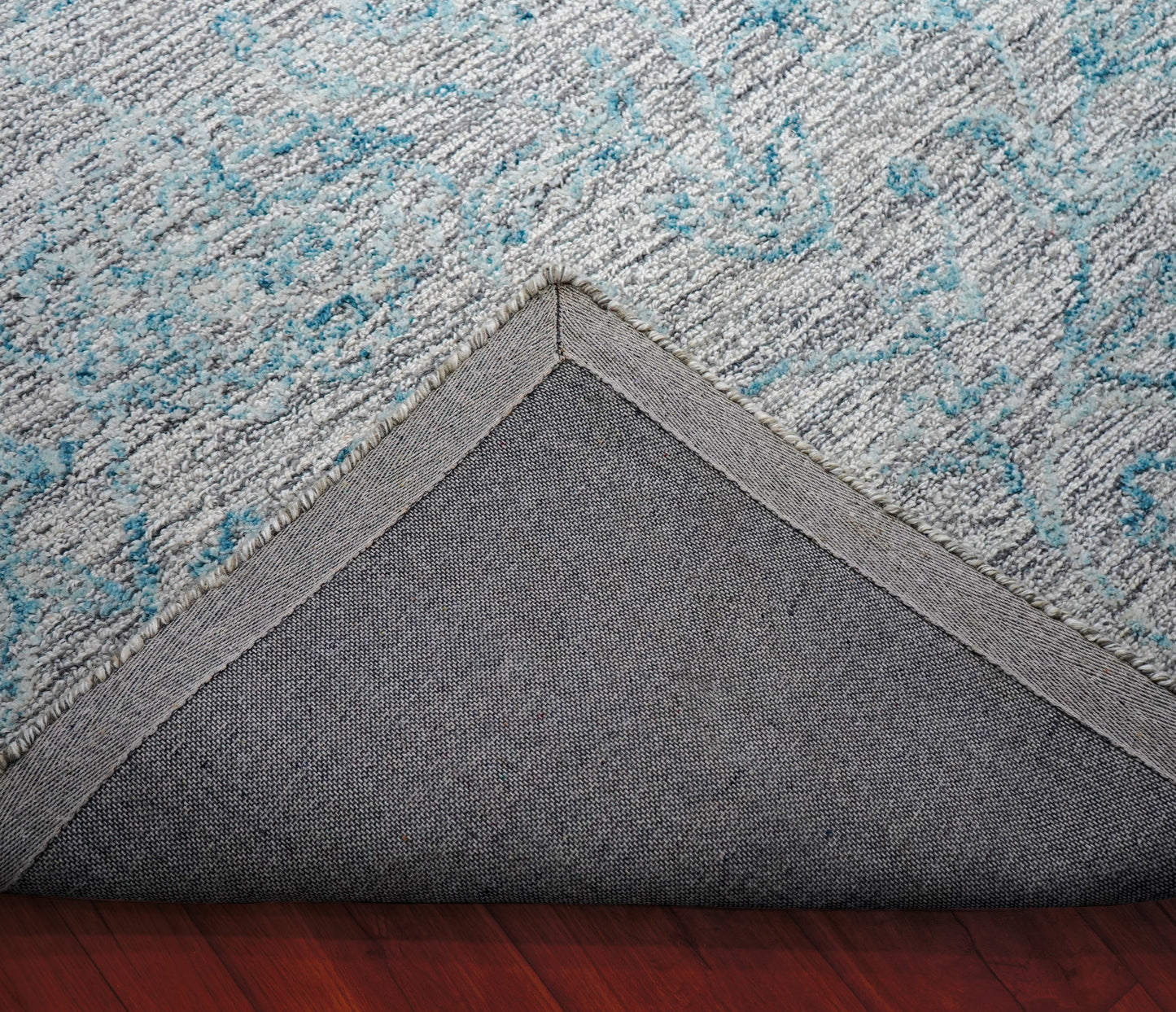 Teal Grey Abstract Textured Hand Tufted Wool Area Rug - Cut Pile Contemporary Custom Sizes
