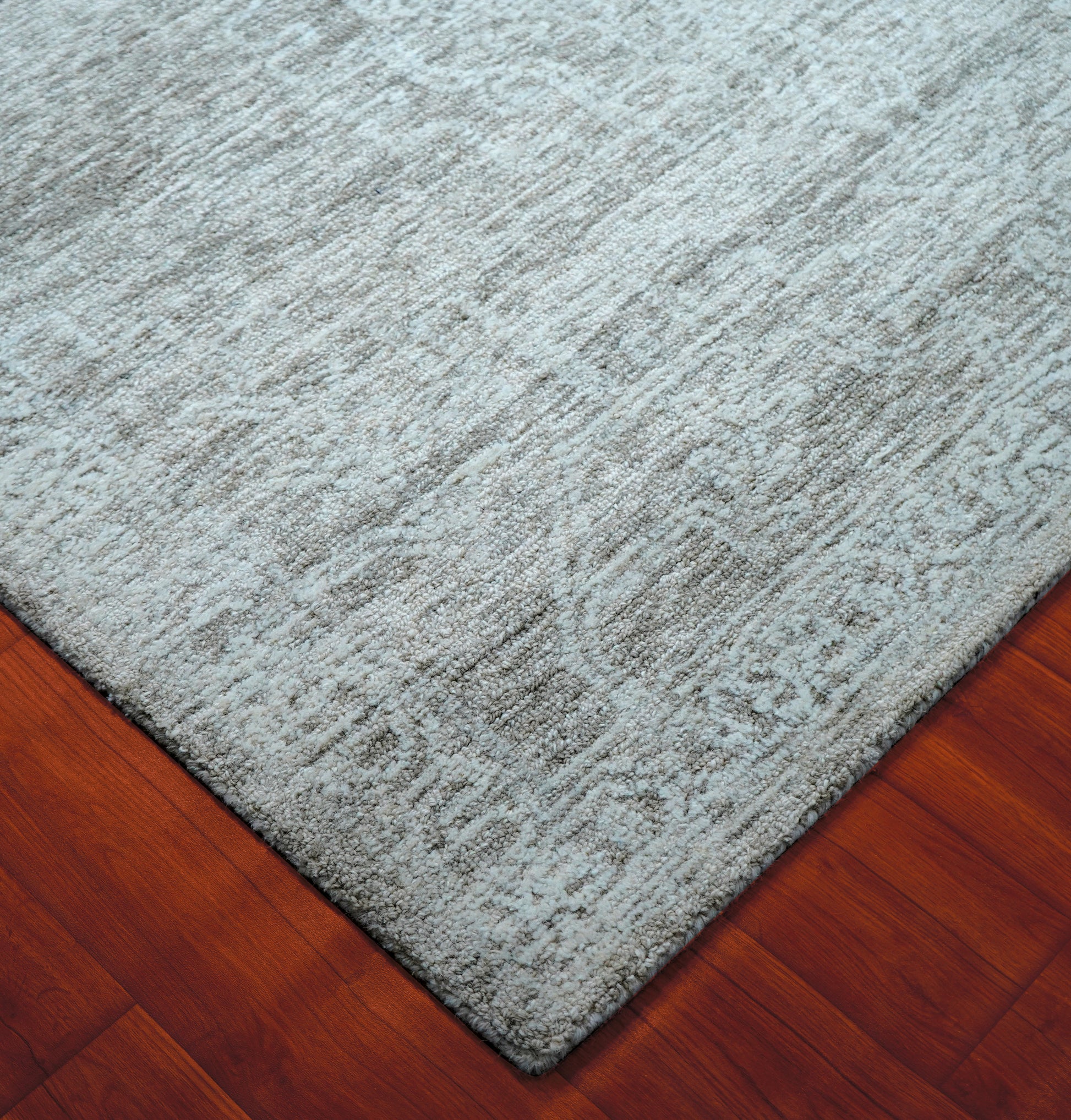 Grey Beige Vintage Distressed Hand Tufted Wool Area Rug - Cut Pile Shabby Chic Custom Sizes