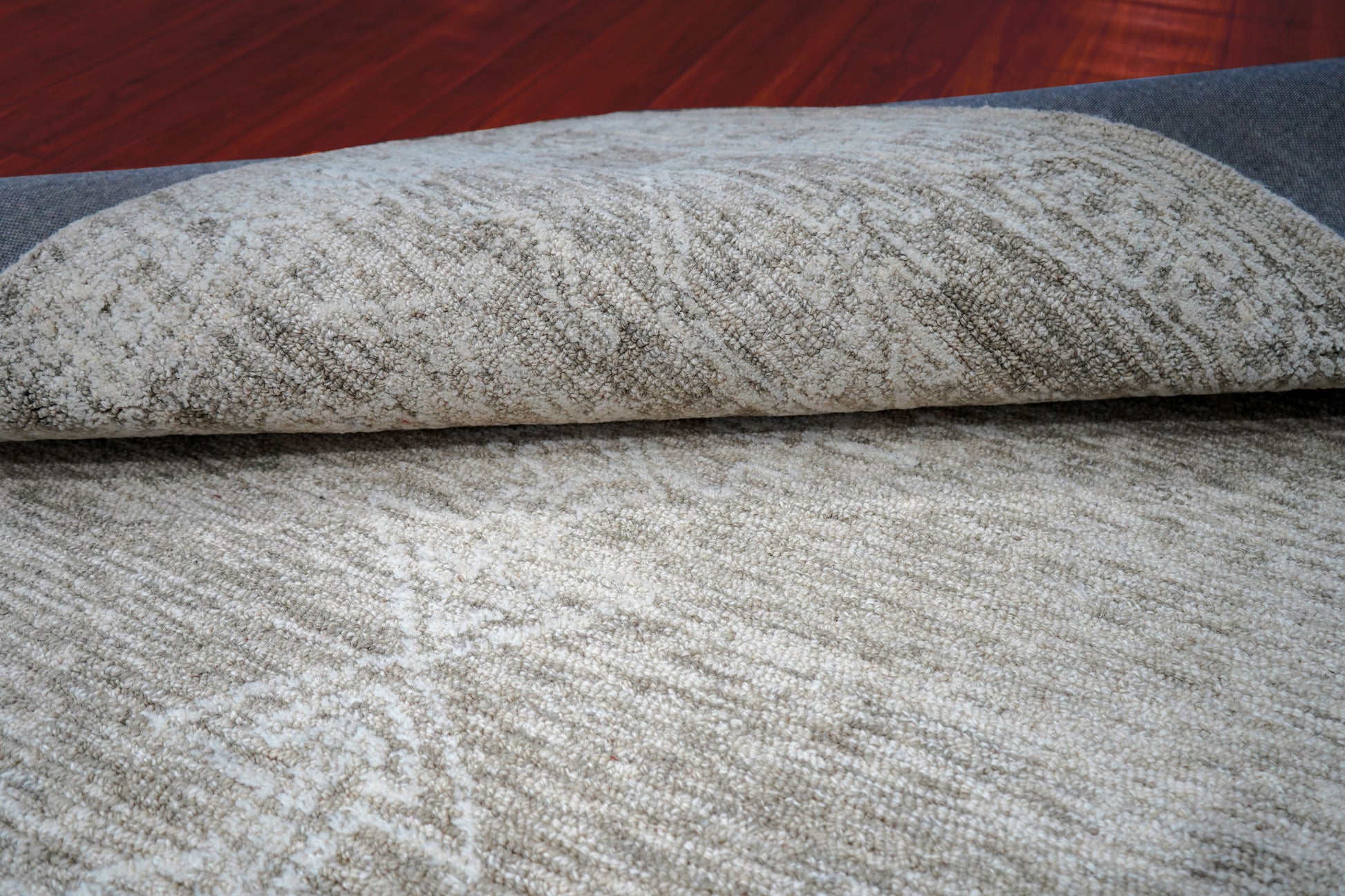 Grey Beige Vintage Distressed Hand Tufted Wool Area Rug - Cut Pile Shabby Chic Custom Sizes