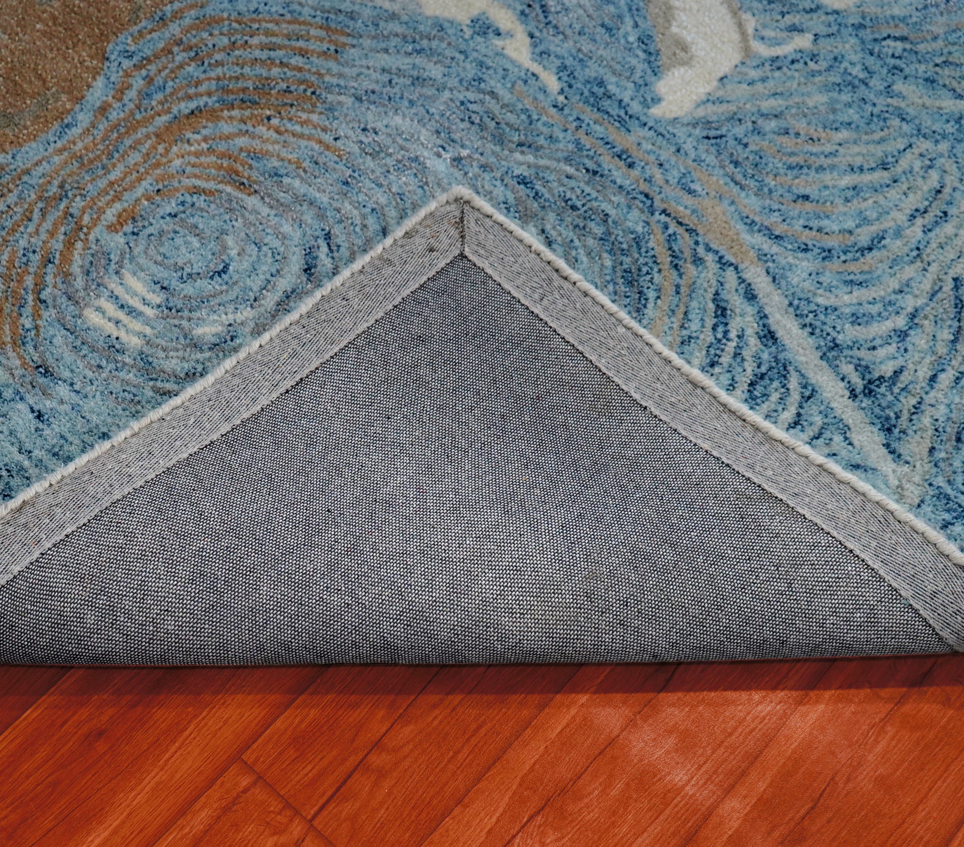 Blue Beige Grey Abstract Watercolor Hand Tufted Wool Area Rug - Cut Pile Contemporary Custom Sizes