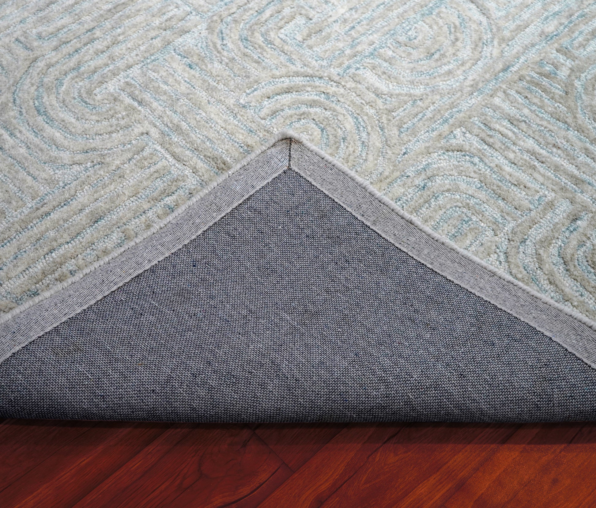 Teal Grey Abstract Swirl Hand Tufted Wool Area Rug - Cut Pile Contemporary Custom Sizes