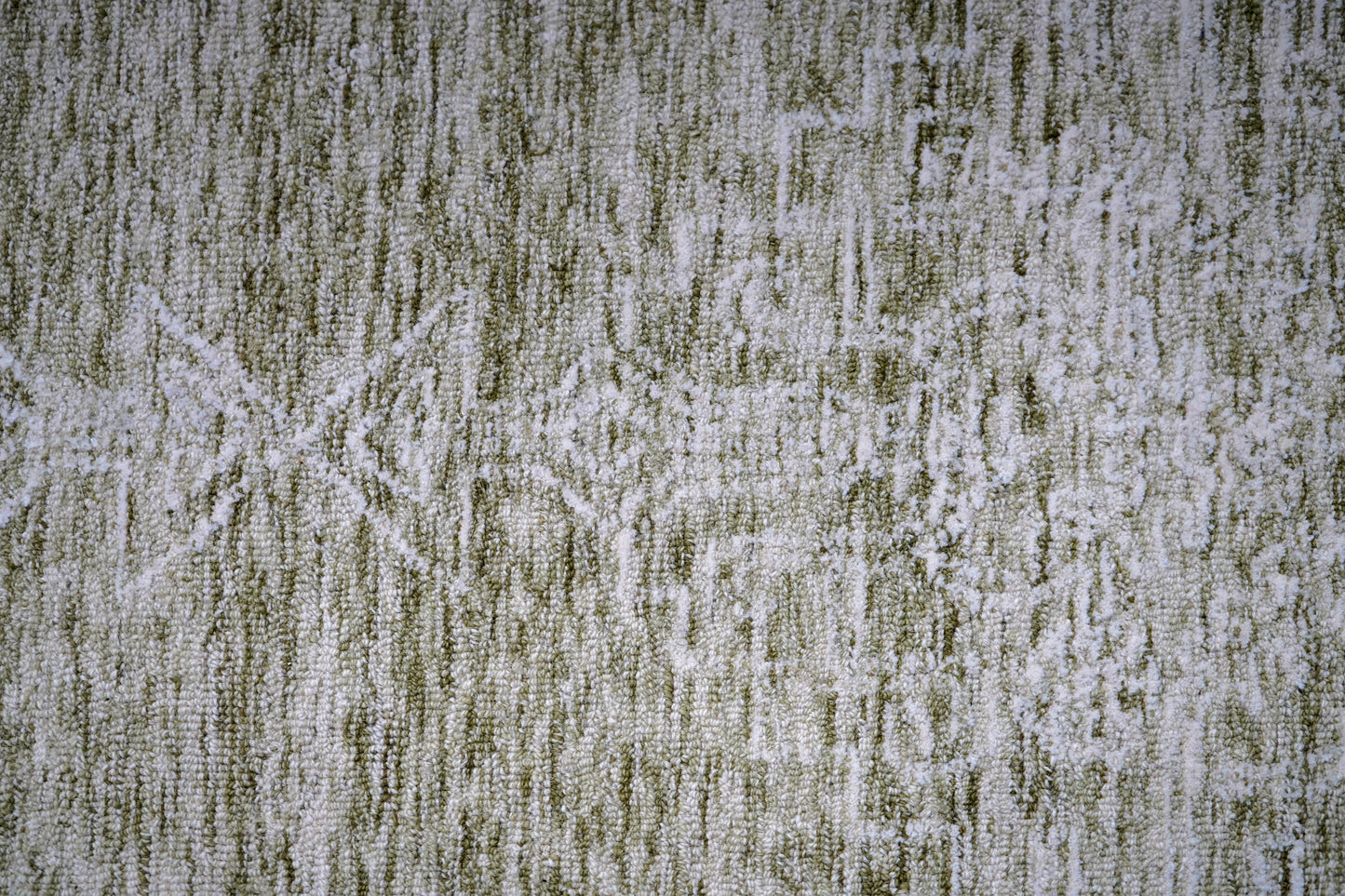 Green Beige Vintage Distressed Medallion Hand Tufted Wool Area Rug - Cut Pile Traditional Custom Sizes