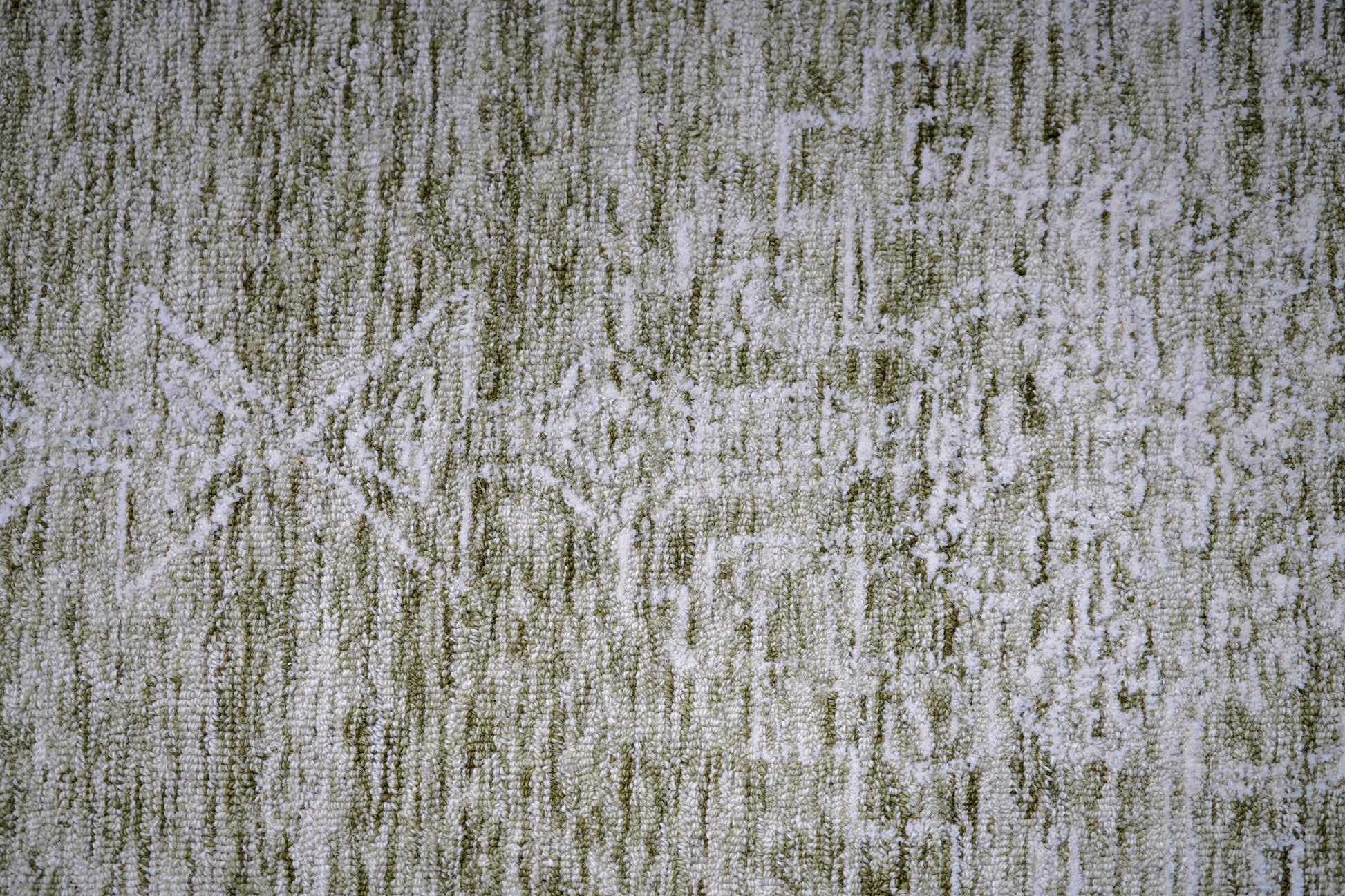 Green Beige Vintage Distressed Medallion Hand Tufted Wool Area Rug - Cut Pile Traditional Custom Sizes