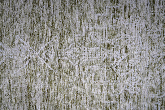 Green Beige Vintage Distressed Medallion Hand Tufted Wool Area Rug - Cut Pile Traditional Custom Sizes