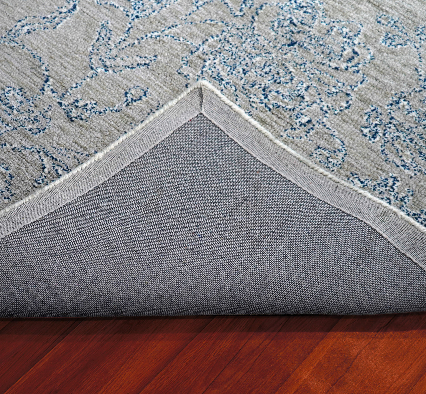 Grey Beige Vintage Distressed Floral Hand Tufted Wool Area Rug - Cut Pile Shabby Chic Custom Sizes