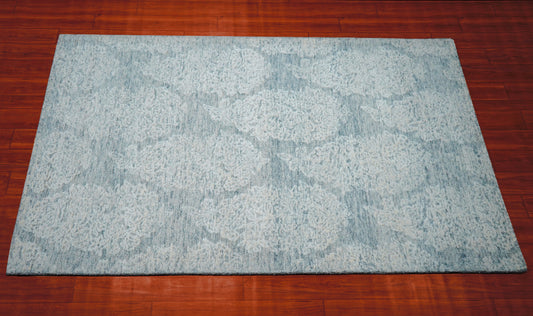 Light Blue Aqua Vintage Distressed Hand Tufted Wool Area Rug - Cut Pile Shabby Chic Custom Sizes