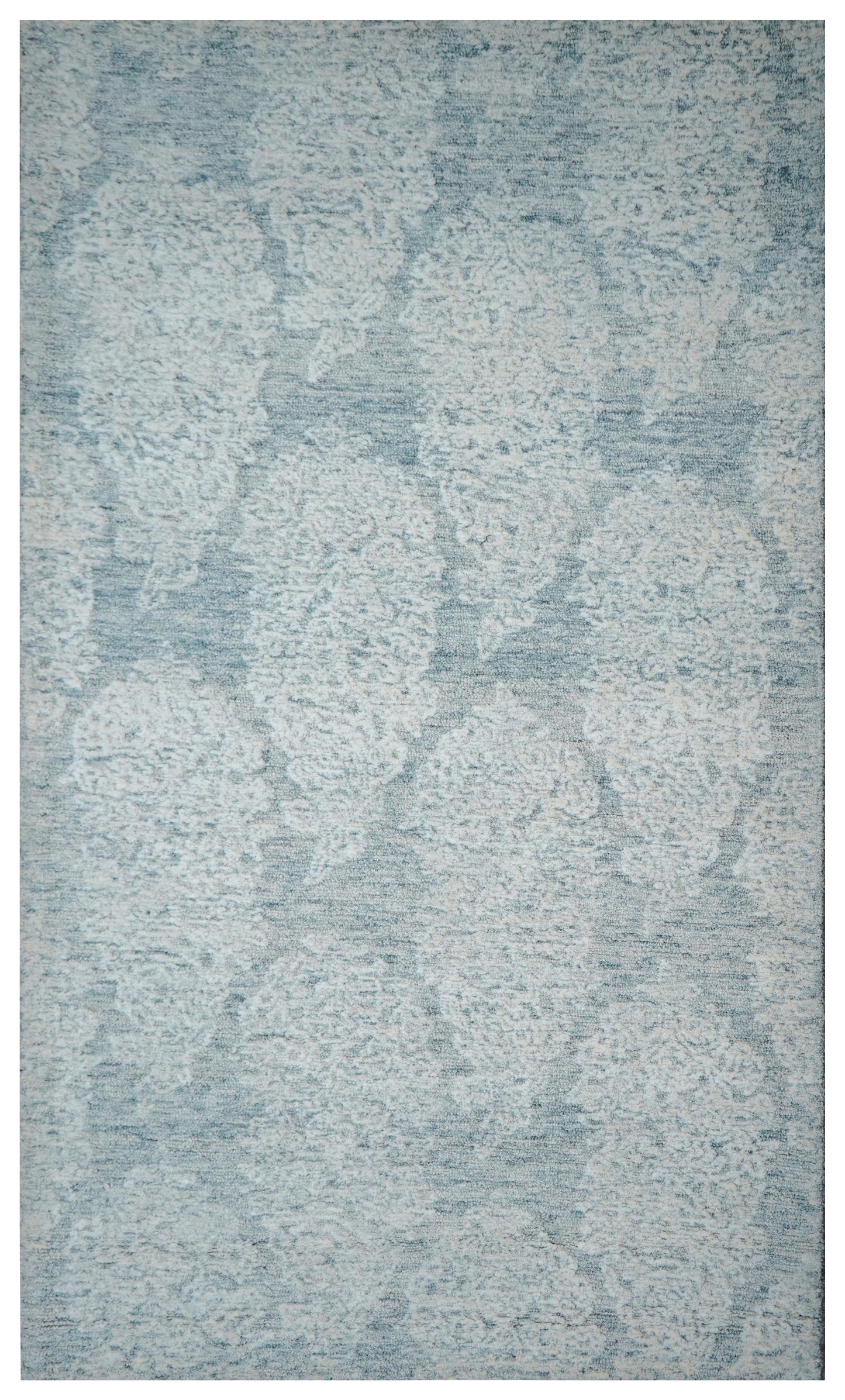 Light Blue Aqua Vintage Distressed Hand Tufted Wool Area Rug - Cut Pile Shabby Chic Custom Sizes