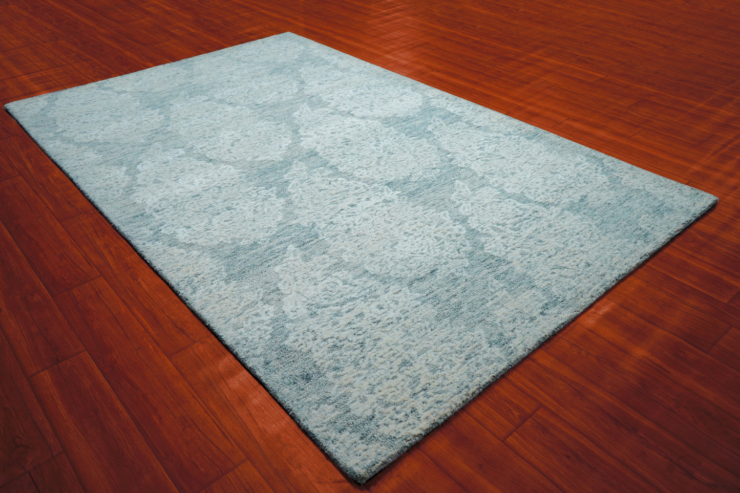 Light Blue Aqua Vintage Distressed Hand Tufted Wool Area Rug - Cut Pile Shabby Chic Custom Sizes
