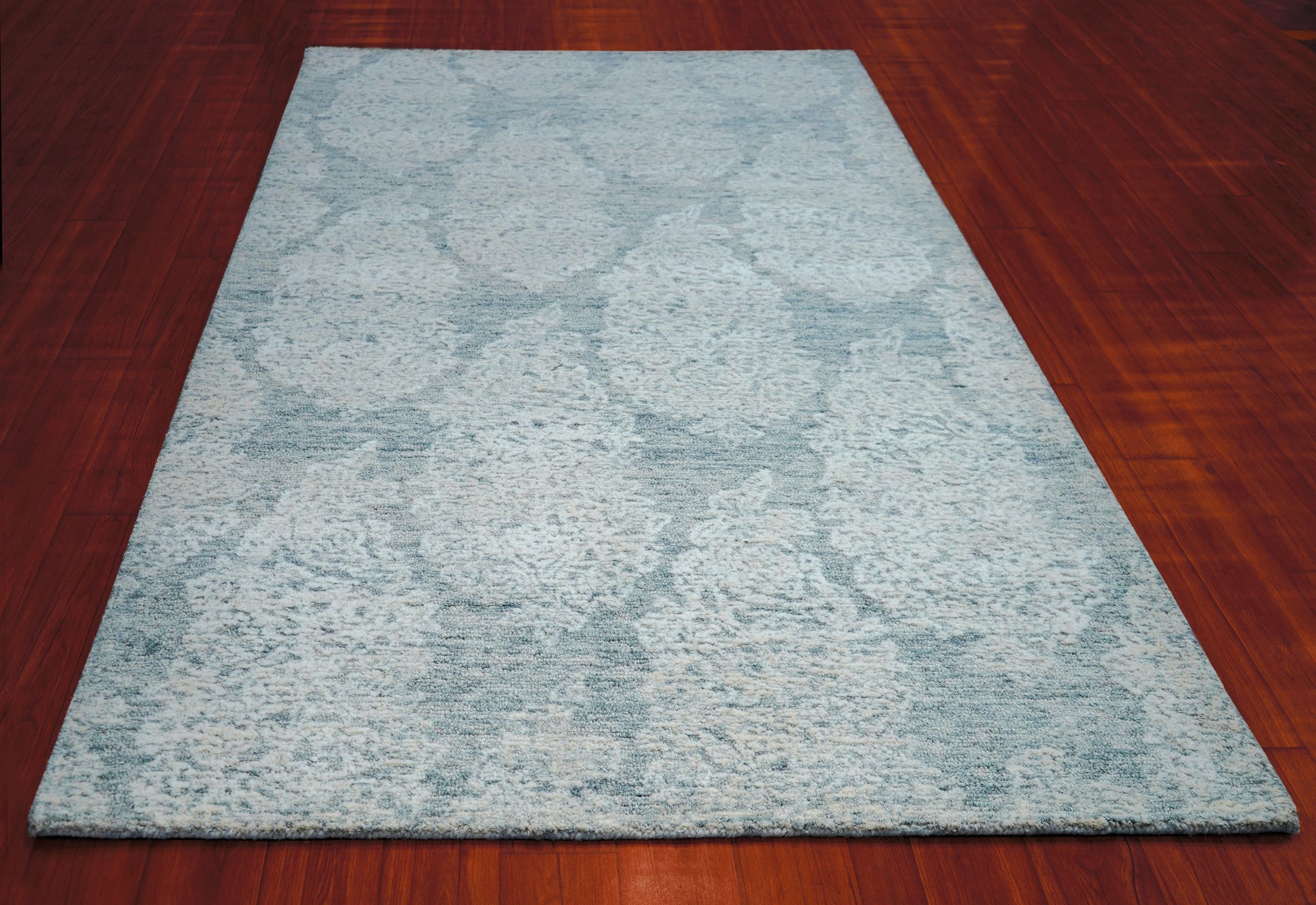 Light Blue Aqua Vintage Distressed Hand Tufted Wool Area Rug - Cut Pile Shabby Chic Custom Sizes