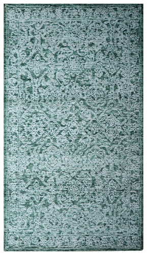 Teal Green Vintage Distressed Hand Tufted Wool Area Rug - Cut Pile Shabby Chic Custom Sizes