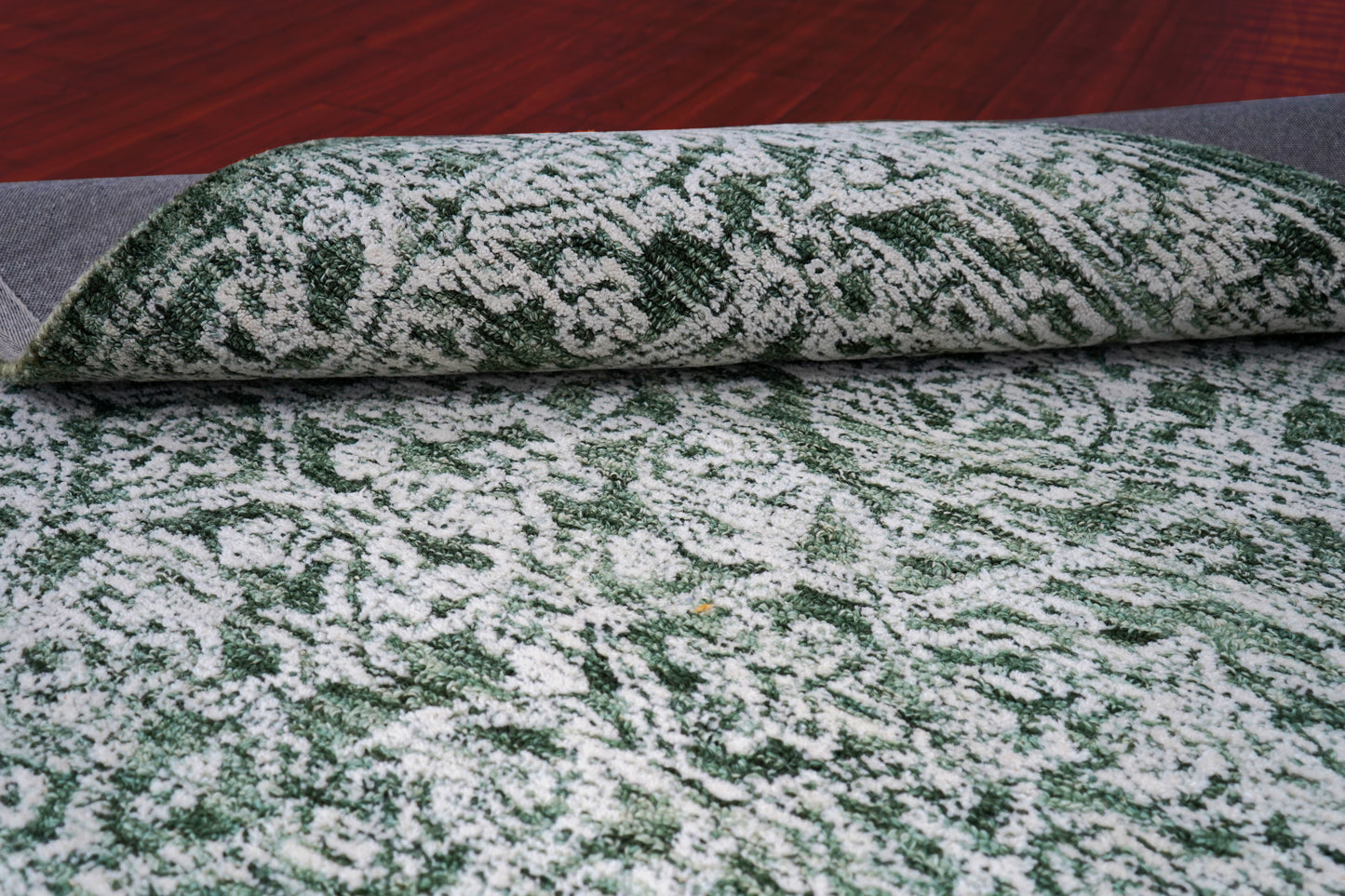 Teal Green Vintage Distressed Hand Tufted Wool Area Rug - Cut Pile Shabby Chic Custom Sizes