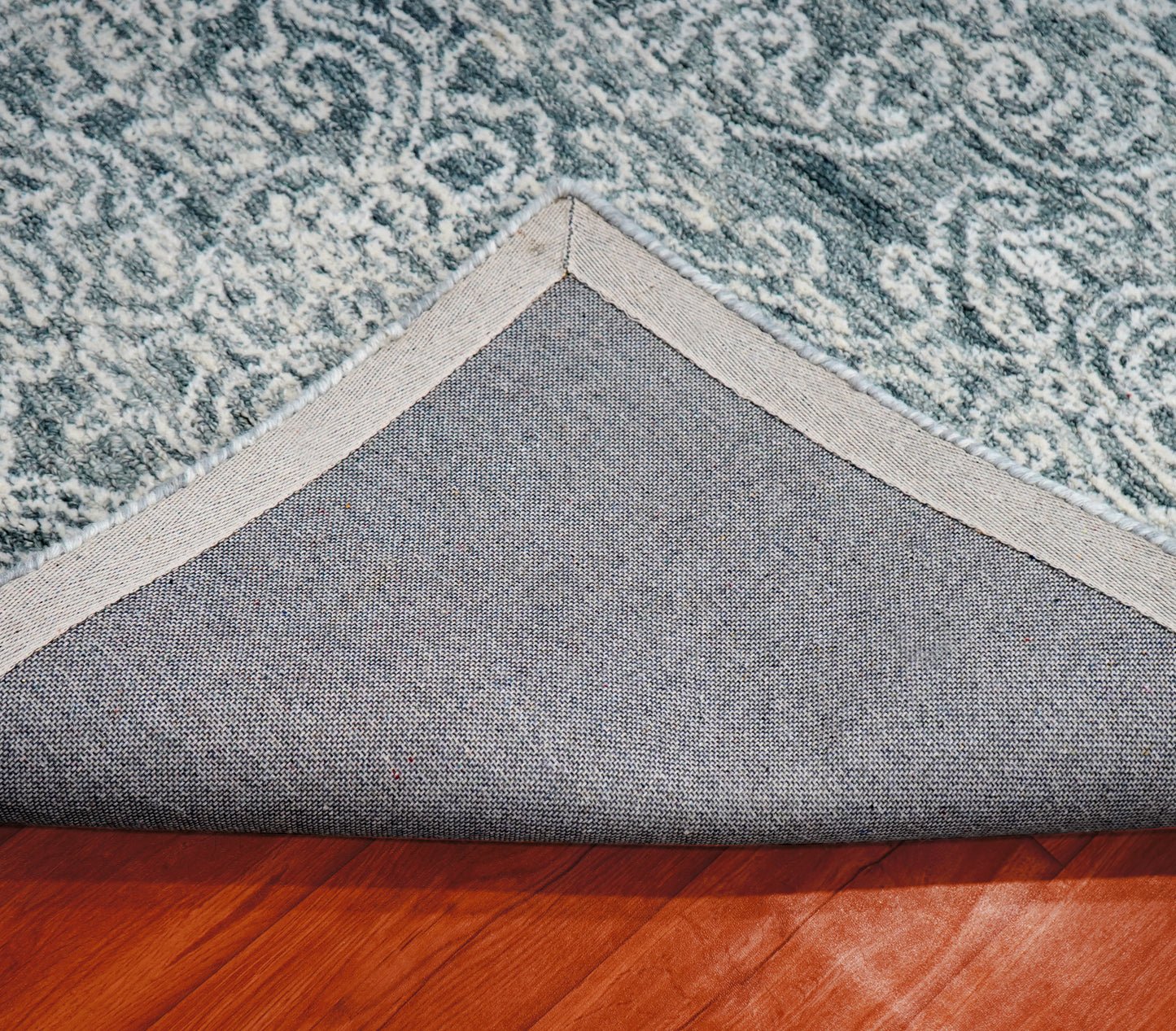 Teal Green Vintage Distressed Medallion Hand Tufted Wool Area Rug - Cut Pile Traditional Custom Sizes