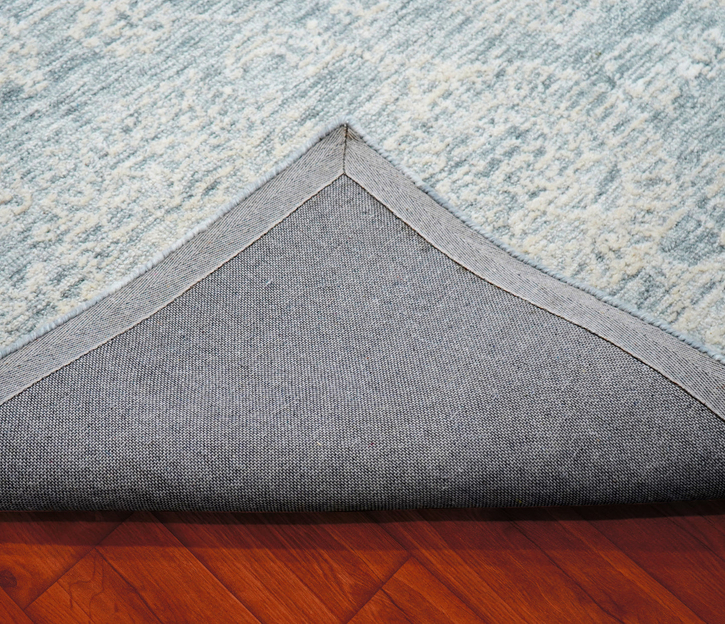 Teal Grey Vintage Damask Distressed Hand Tufted Wool Area Rug - Cut Pile Shabby Chic Custom Sizes