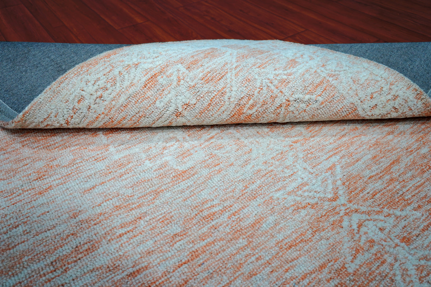 Aqua Beige Pink Vintage Floral Distressed Hand Tufted Wool Area Rug - Cut Pile Shabby Chic Custom Sizes