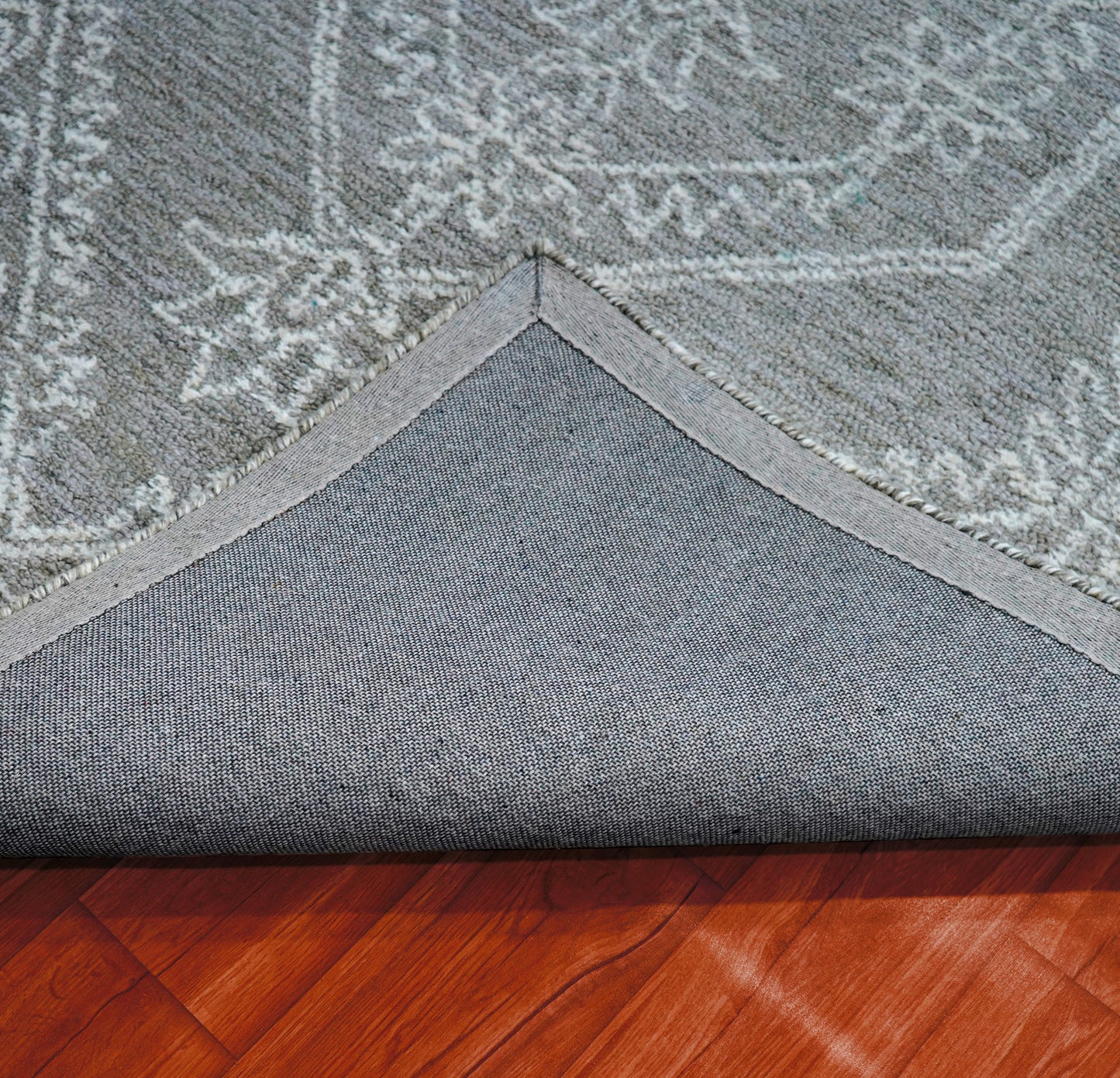 Grey Aqua Vintage Distressed Medallion Hand Tufted Wool Area Rug - Cut Pile Shabby Chic Custom Sizes