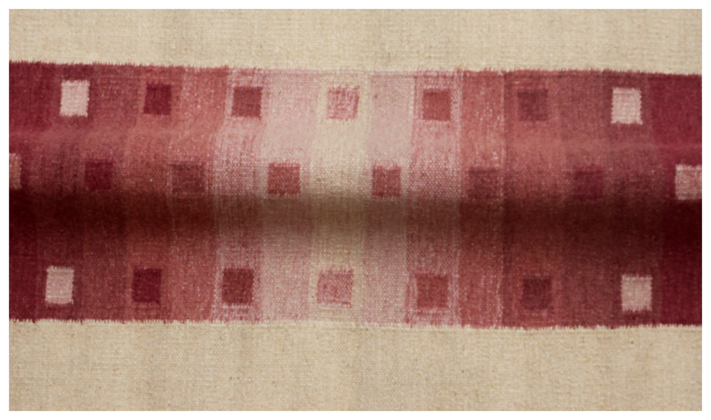 Handwoven Beige and Maroon 4x6 Modern Stripes design Flatweave Durry Rug.