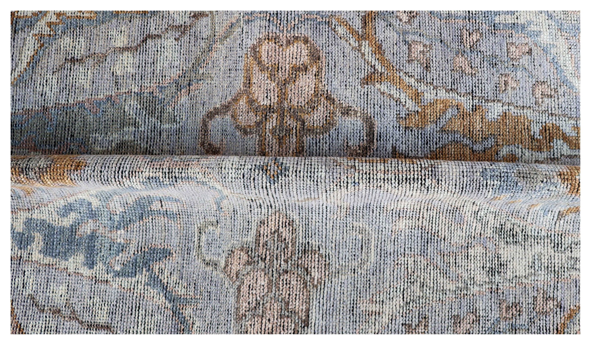 Silver Grey Ivory Brown Rust Eroded Sultanabad Floral Vine Hand Knotted Wool Silk 8x10 Bhadohi Area Rug