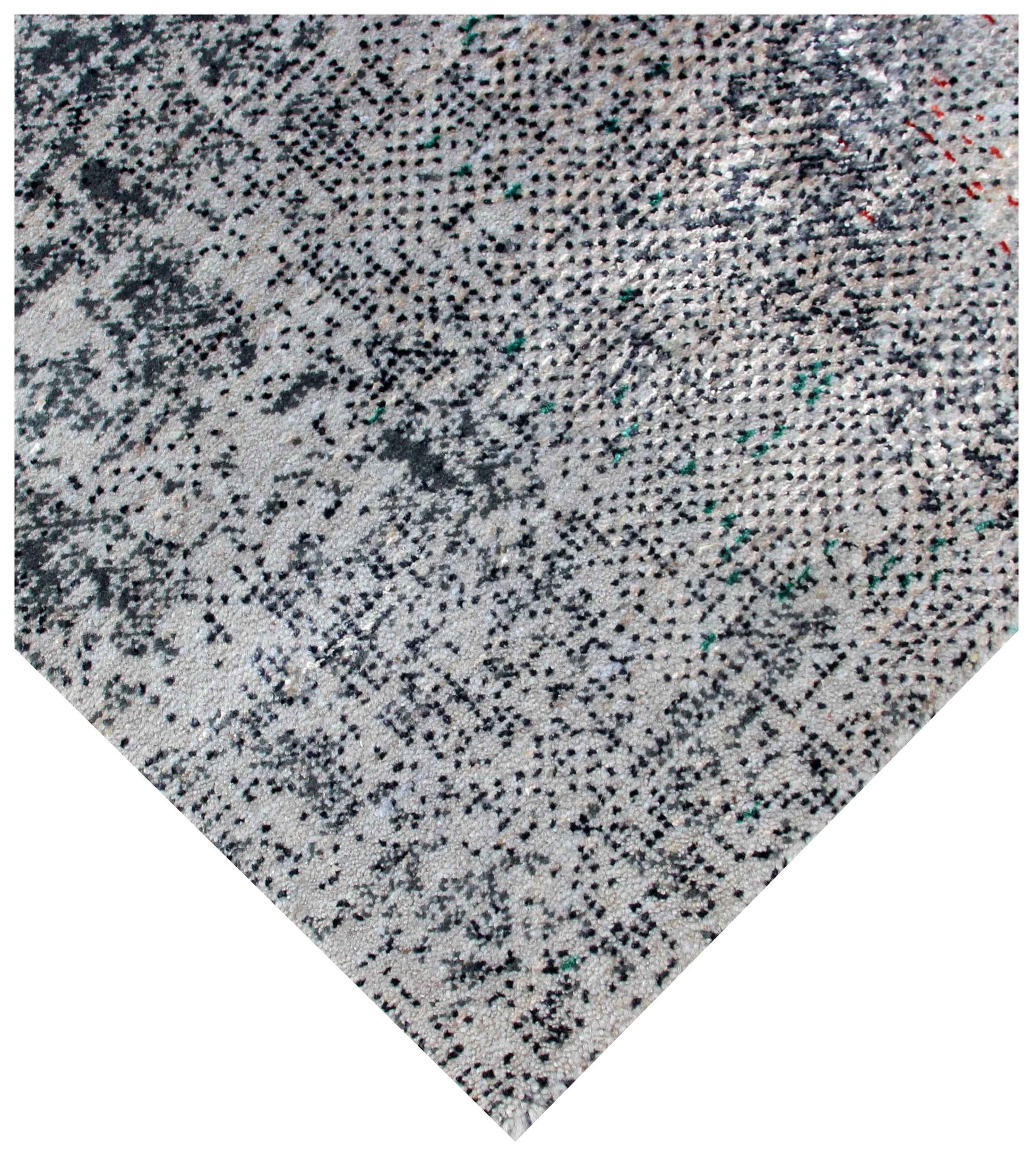Silver Ivory Navy Teal Crimson Cloud Modern Abstract Hand Knotted Wool Viscose 85 KPSI 8x10 Area Rug