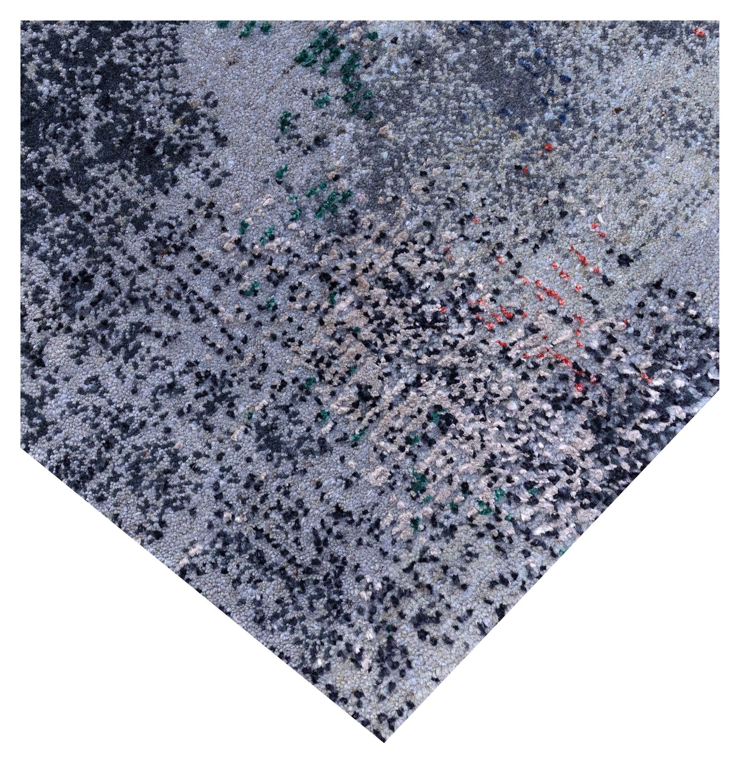 Silver Lavender Navy Cobalt Teal Crimson Cloud Modern Abstract Hand Knotted Wool Viscose 85 KPSI 4x6 Area Rug