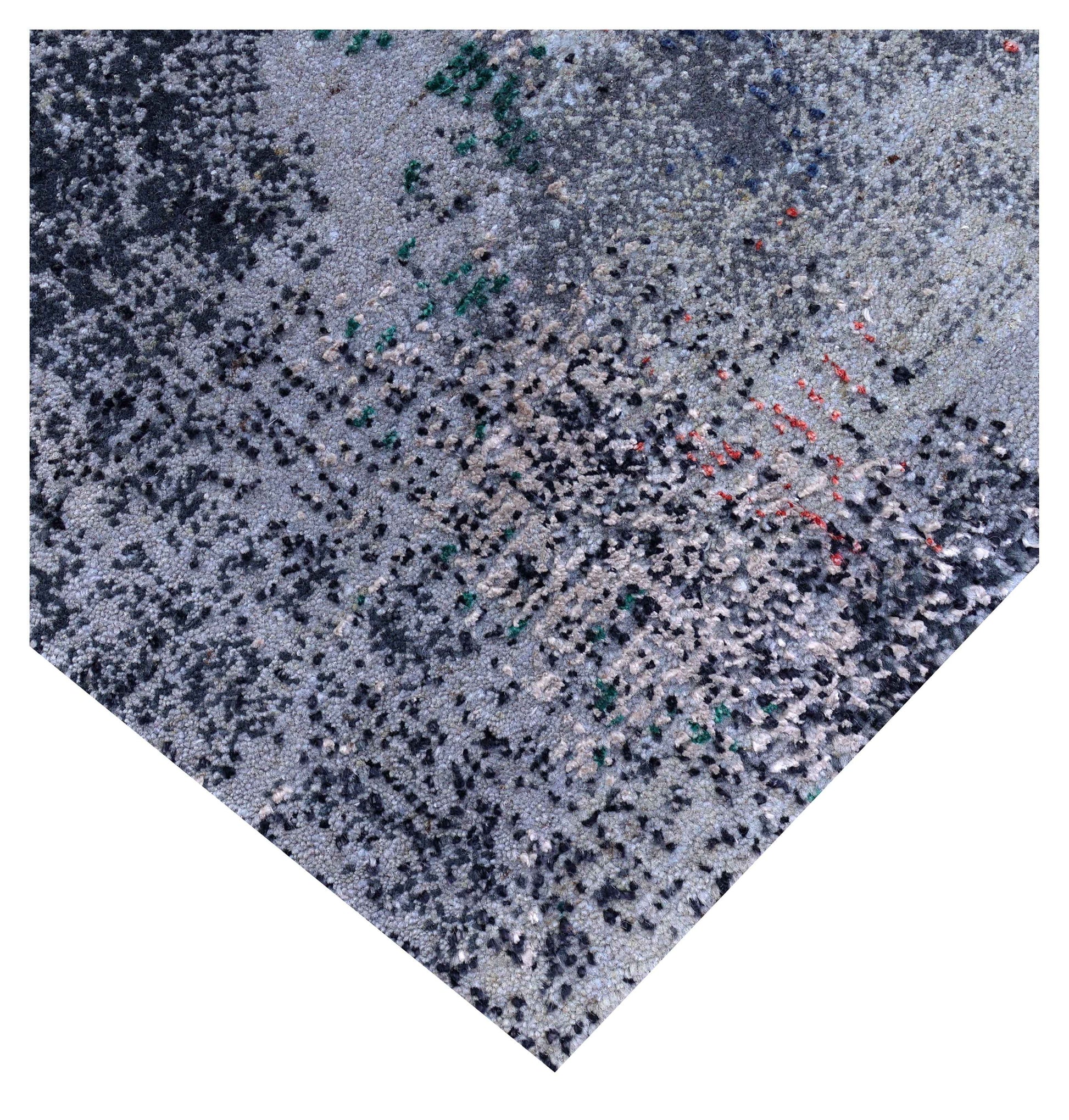 Silver Lavender Navy Cobalt Teal Crimson Cloud Modern Abstract Hand Knotted Wool Viscose 85 KPSI 4x6 Area Rug