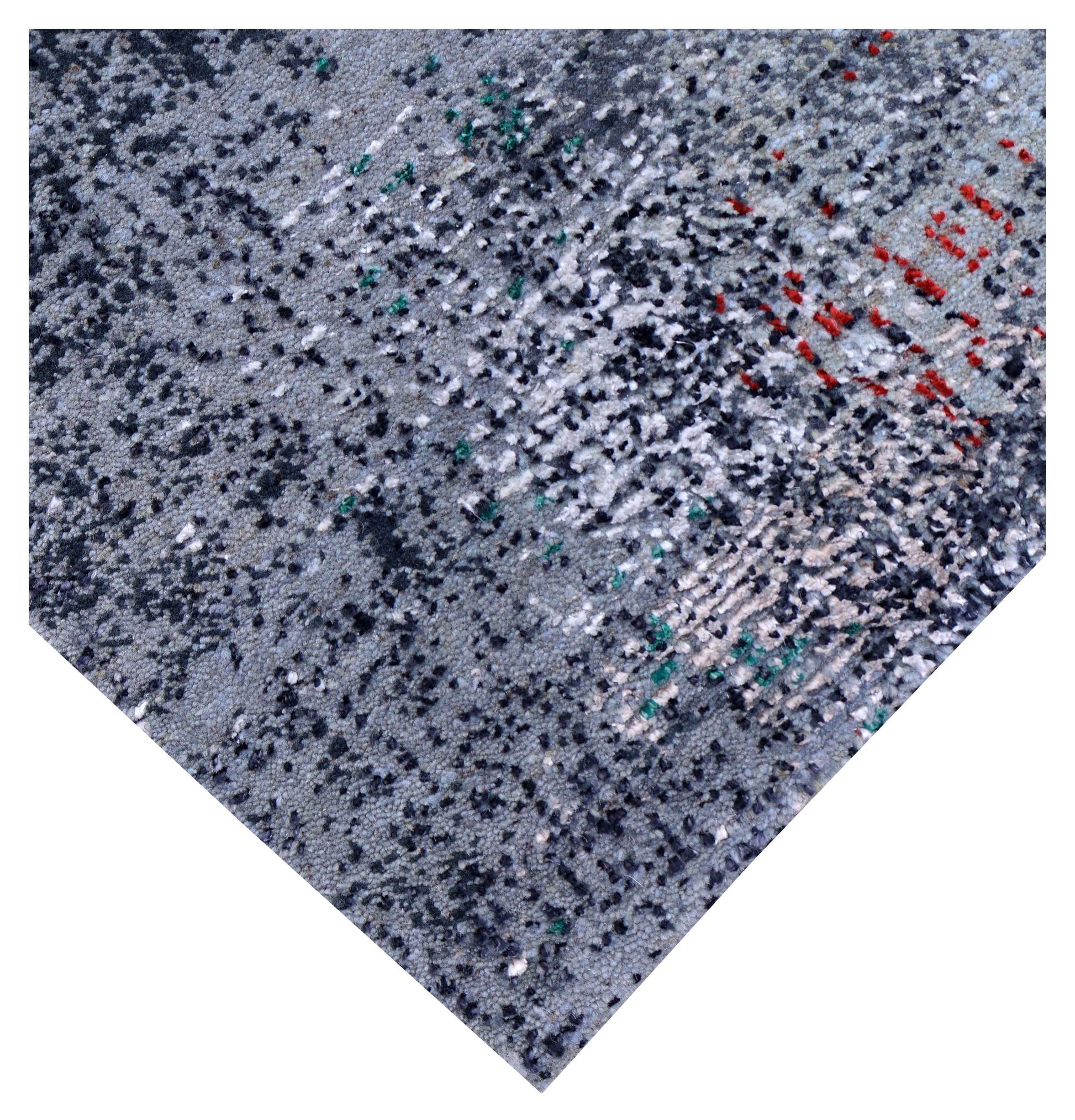 Silver Grey Navy Cobalt Teal Crimson Green Cloud Modern Abstract Hand Knotted Wool Viscose 85 KPSI 4.6x6.6 Area Rug