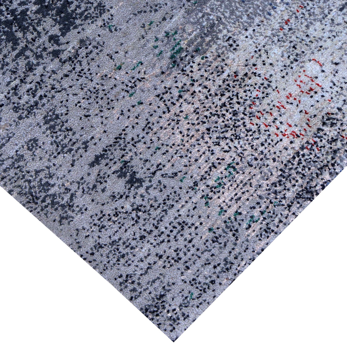 Silver Lavender Blue Navy Teal Crimson Cloud Modern Abstract Hand Knotted Wool Viscose 85 KPSI 5.6x8 Area Rug