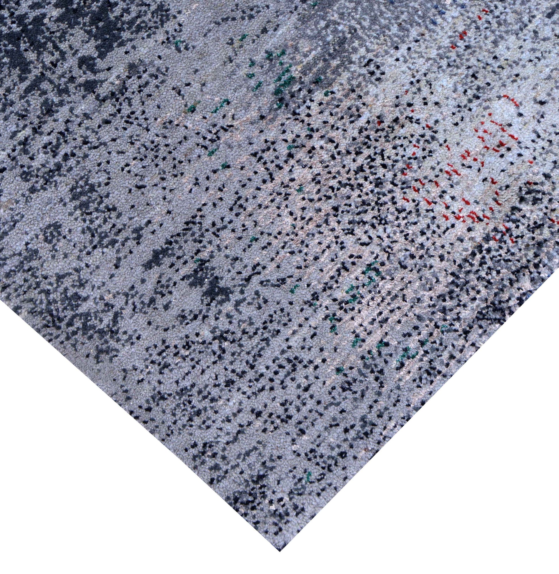 Silver Lavender Blue Navy Teal Crimson Cloud Modern Abstract Hand Knotted Wool Viscose 85 KPSI 5.6x8 Area Rug
