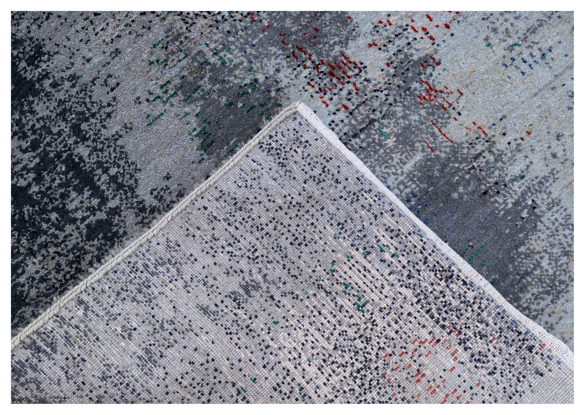Silver Lavender Blue Navy Teal Crimson Cloud Modern Abstract Hand Knotted Wool Viscose 85 KPSI 5.6x8 Area Rug
