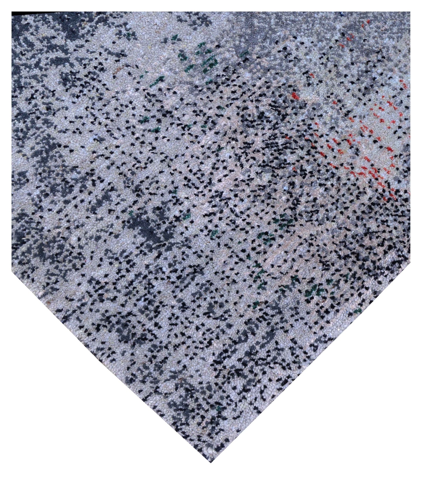 Silver Ivory Navy Charcoal Teal Crimson Blush Cloud Modern Abstract Hand Knotted Wool Viscose 85 KPSI 5.6x8 Area Rug