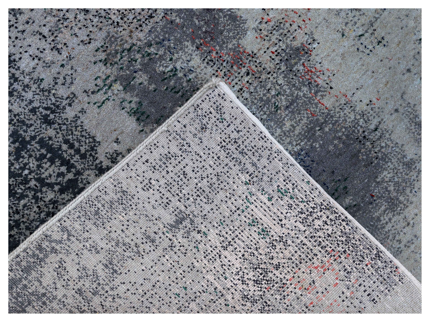 Silver Ivory Navy Charcoal Teal Crimson Blush Cloud Modern Abstract Hand Knotted Wool Viscose 85 KPSI 5.6x8 Area Rug
