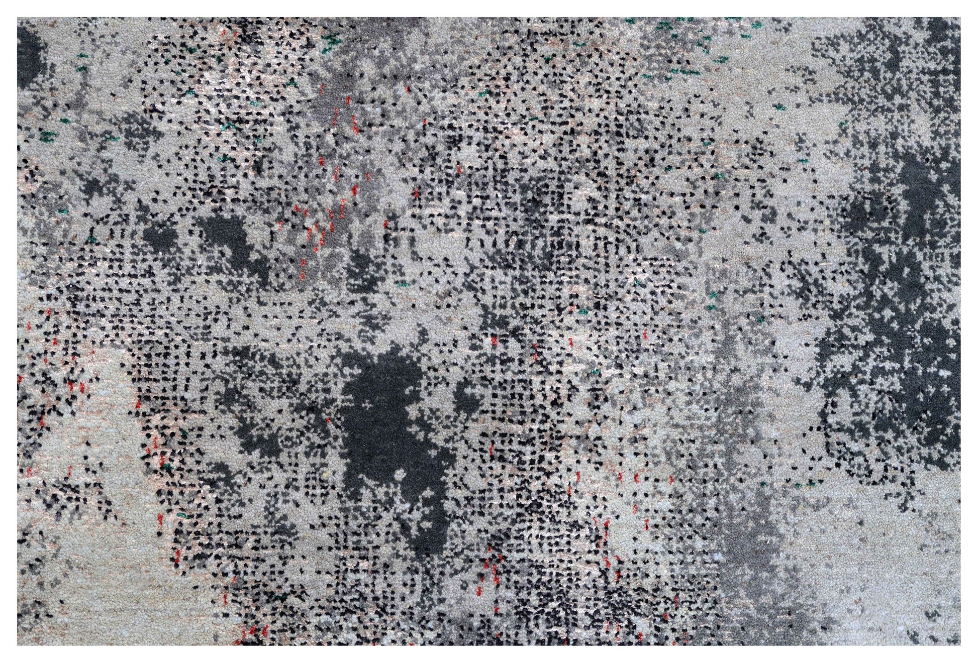 Silver Blue Grey Navy Teal Copper Crimson Cloud Modern Abstract Hand Knotted Wool Viscose 85 KPSI 6.6x10 Area Rug