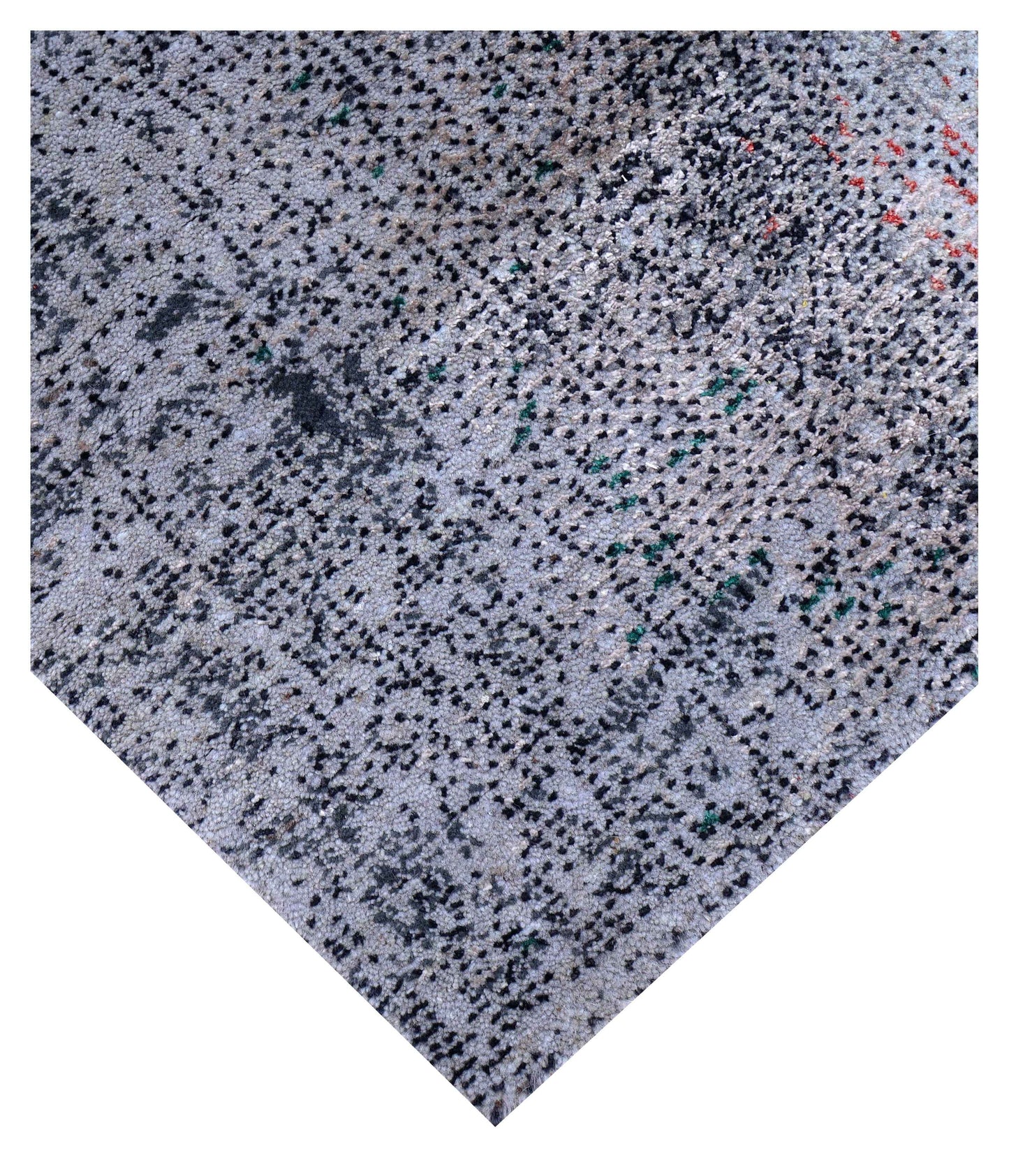 Silver Blue Grey Navy Mauve Taupe Teal Crimson Cloud Modern Abstract Hand Knotted Wool Viscose 85 KPSI 6.6x10 Area Rug
