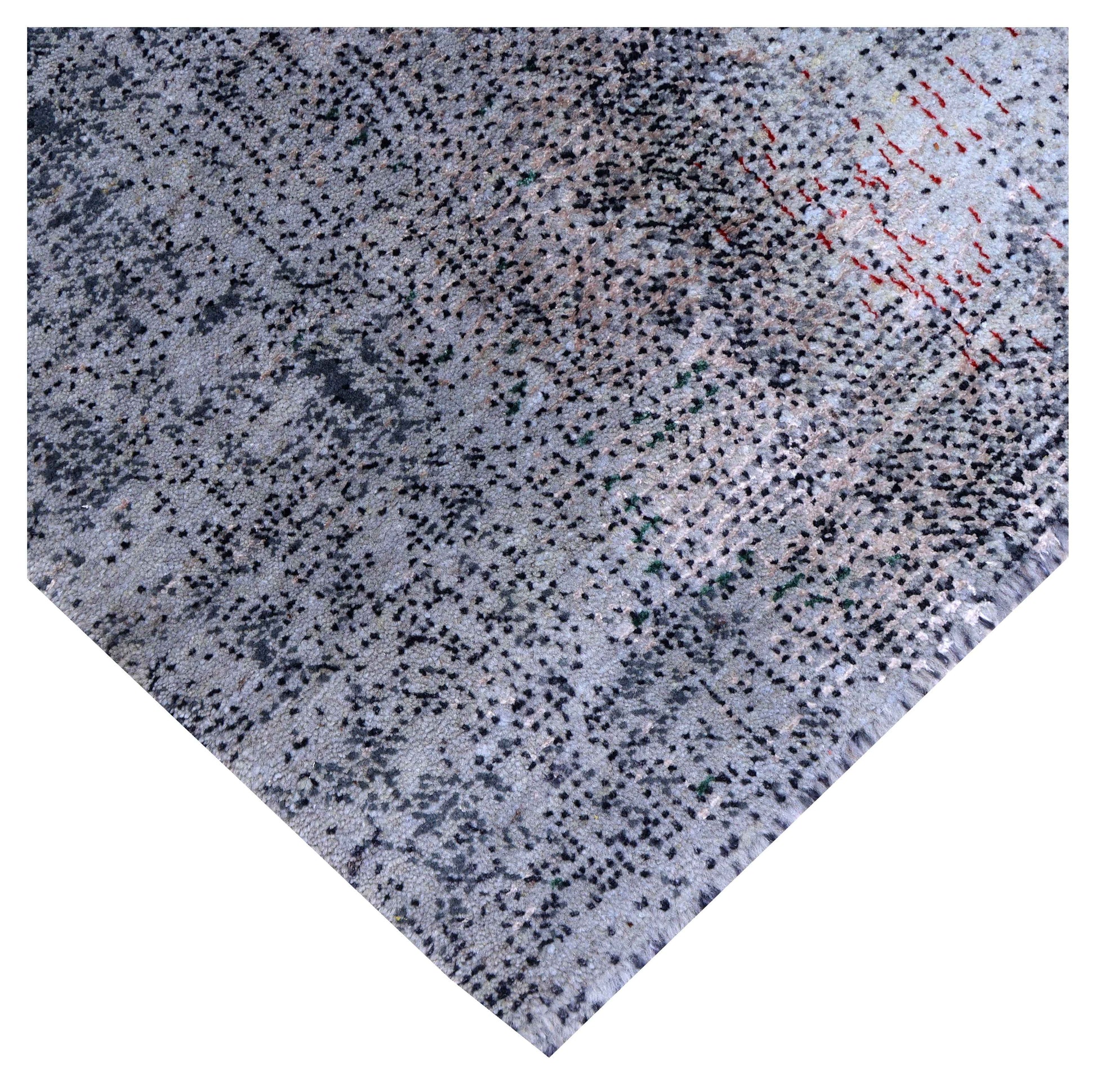 Silver Blue Grey Navy Gold Amber Crimson Cloud Modern Abstract Hand Knotted Wool Viscose 85 KPSI 6.6x10 Area Rug