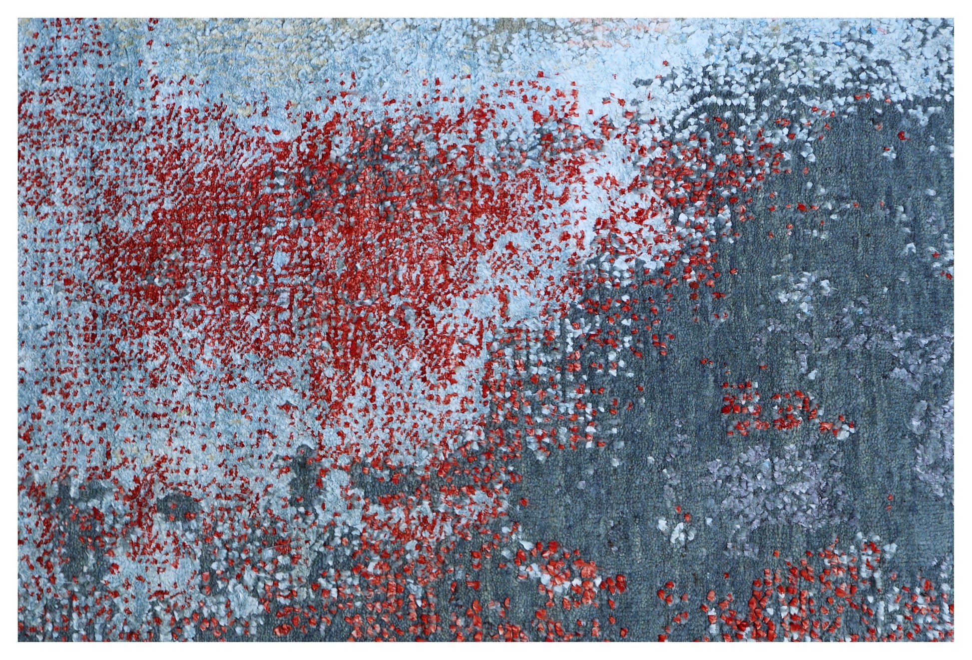 6x9 Hand Knotted Wool Viscose Beige Sand Crimson Modern Abstract Cloud Bhadohi Area Rug