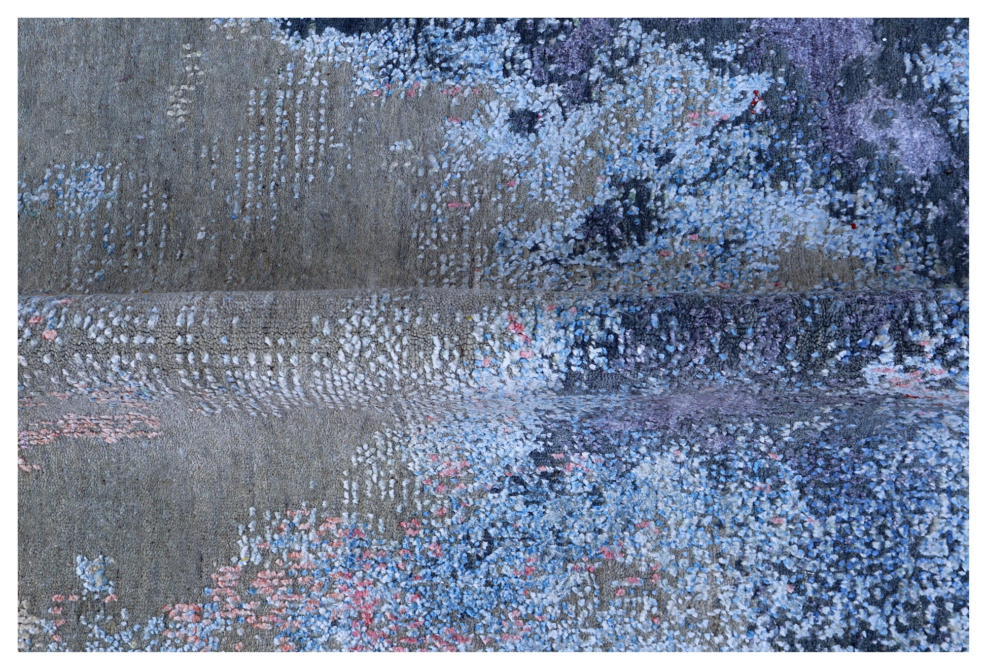 6x9 Hand Knotted Wool Viscose Beige Sand Crimson Modern Abstract Cloud Bhadohi Area Rug