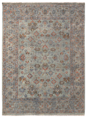 Celadon Sage Green Brown Crimson Gold Teal Oushak Floral Hand Knotted Wool Silk 8x10 Bhadohi Area Rug