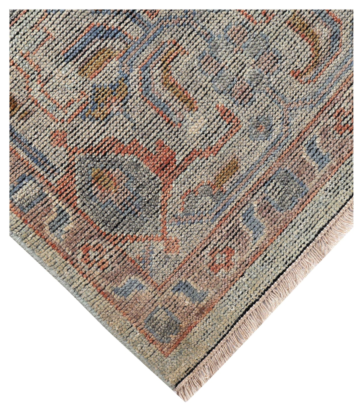 Celadon Sage Green Brown Crimson Gold Teal Oushak Floral Hand Knotted Wool Silk 8x10 Bhadohi Area Rug