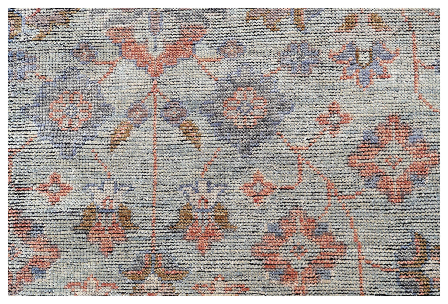 Celadon Sage Green Brown Crimson Gold Teal Oushak Floral Hand Knotted Wool Silk 8x10 Bhadohi Area Rug