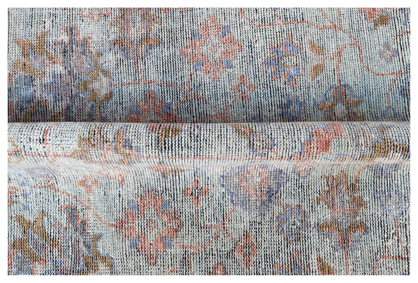 Celadon Sage Green Brown Crimson Gold Teal Oushak Floral Hand Knotted Wool Silk 8x10 Bhadohi Area Rug