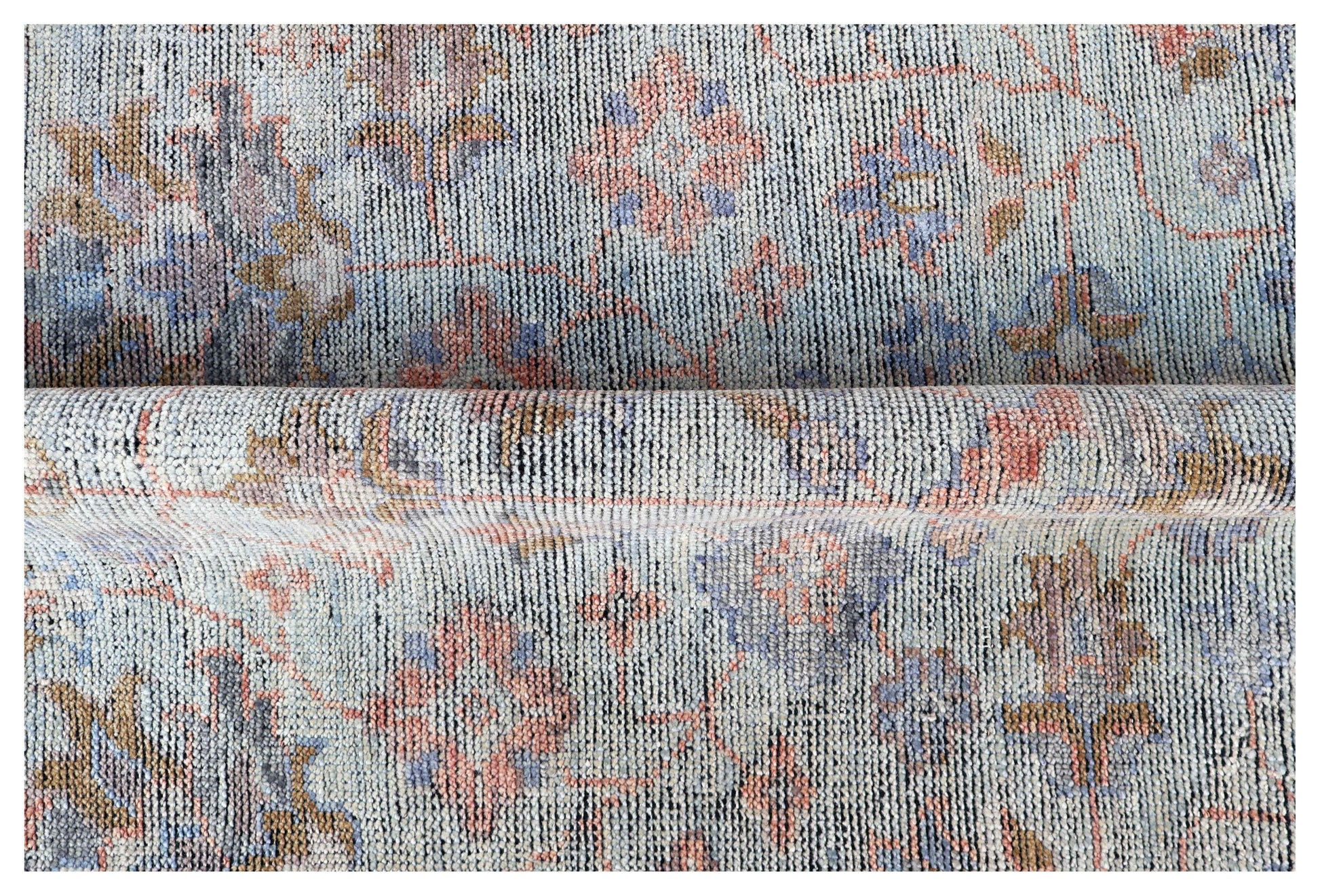 Celadon Sage Green Brown Crimson Gold Teal Oushak Floral Hand Knotted Wool Silk 8x10 Bhadohi Area Rug