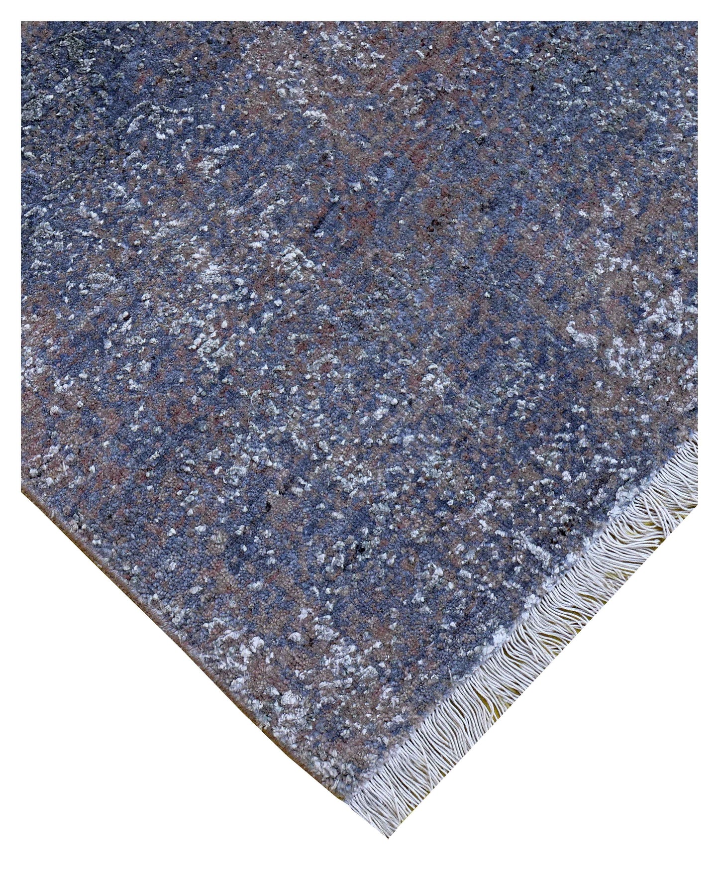 Silver Blue Grey Brown Mocha Eroded Floral Modern Abstract Hand Knotted Wool Viscose 5.6x8 Bhadohi Area Rug