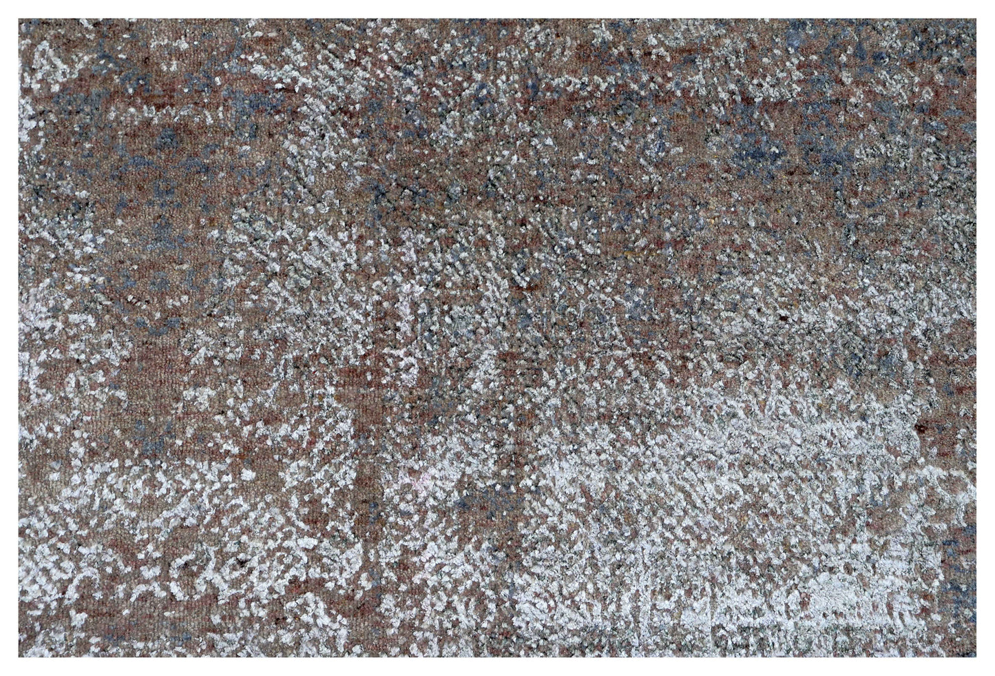 Silver Blue Grey Brown Mocha Eroded Floral Modern Abstract Hand Knotted Wool Viscose 5.6x8 Bhadohi Area Rug