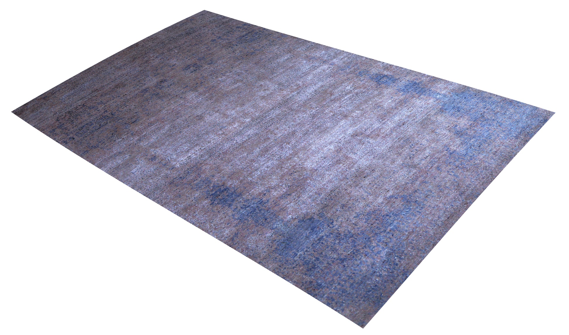 5.6x8 Hand Knotted Wool Viscose Steel Blue Denim Brown Mauve Silver Eroded Modern Abstract Bhadohi Area Rug